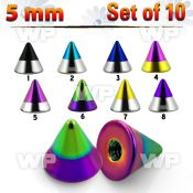 f6ujrs pack 5mm zebra striped ion plated surgical steel cones belly piercing