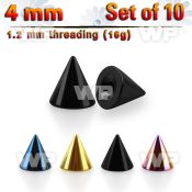 f6ur03 pack 4mm ion plated surgical steel cones threading 1 2mm belly piercing