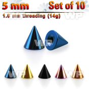 f6ursi pack 5mm ion plated surgical steel cones threading 1 6mm belly piercing