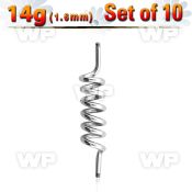 f8u1e0i pack surgical steel industrial coil barbell post1 6mm thr belly piercing