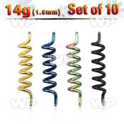 f8ur1e0i pack ion plated 316l steel industrial coil barbell post1 belly piercing