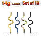 f8ur7e0i pack ion plated 316l steel industrial zig zag barbell pos belly piercing