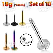 fb4eti pack surgical steel labret stud posts1mm threading belly piercing
