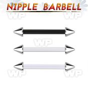 fbbnpcn bioflex nipple barbell, 14g (1.6mm) w 4mm steel cones