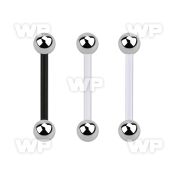 fbbs bioflex tongue barbell, 14g (1.6mm) w 5mm steel balls