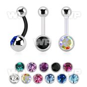 fbn1cg bioflex belly banana with 8mm bezel set jewel steel ball