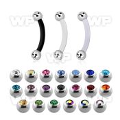 fbnejb3 bioflex eyebrow banana w 3mm bezel set jewel steel balls