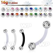 fbnejb3 bioflex eyebrow banana w 3mm bezel set jewel steel balls