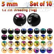 fc4rsi pack 5mm ion plated surgical steel ballspress fit crystal belly piercing