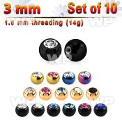 fc4rzi pack 3mm ion plated surgical steel ballspress fit crystal belly piercing