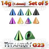 fh6urzi pack 3mm ion plated g23 titanium cones1 6mm threading belly piercing