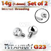 fhc4zi8 titanium 3mm bezel set crystal balls 2pcs