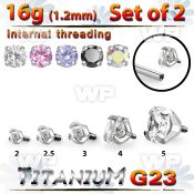 fhga8u titanium claw set cz gem tops 09mm threading 2pcs