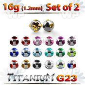fhjc4ks pack 2 5mm g23 titanium multi jewel balls 1 2mm threading belly piercing