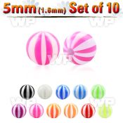 fhq4ws pack of 10 pcs 5mm acrylic uv beach ball s1 6mm threadin belly piercing
