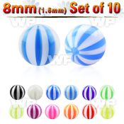 fhq4wt pack of 10 pcs 8mm acrylic uv beach ball s1 6mm threadin belly piercing