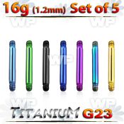 fhr44ey pack 5mm ion plated g23 titanium barbells post1 2mm threa belly piercing