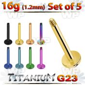 fhrb4ey pack 5mm ion plated g23 titanium labret stud post1 2mm belly piercing
