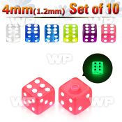 fib1803 pack 4mm glow in the dark acrylic dices 1 2mm threading 