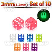 fib18z pack 3mm glow in the dark acrylic dices 1 2mm threading 