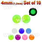 fib403 pack 4mm acrylic glow in the dark balls 1 2mm threading belly piercing