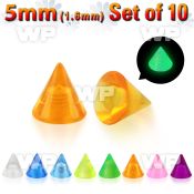 fib6us pack 5mm glow in the dark acrylic cones1 6mm threading belly piercing