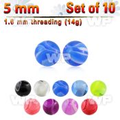 fj447bs pack 5mm acrylic marble ball s1 6mm threading belly piercing
