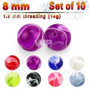 fj447bt pack 8mm acrylic marble ball s1 6mm threading belly piercing