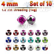 fjc40 pack 4mm 316l steel multi jewel ball s 1 6mm 1 big top belly piercing