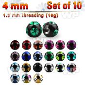 fjc4r03 pack 4mm ion plated 316l steel multi jewel ball s 1 2mm belly piercing