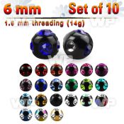 fjc4ry pack 6mm ion plated 316l steel multi jewel ball s 1 6mm belly piercing
