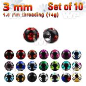 fjc4rzi pack 3mm ion plated surgical steel balls4 small crystals 