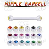 fnpajb4 bioflex nipple barbell, 14g w 4mm bezel set jewel balls