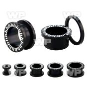 fpaa black acrylic flesh tunnel plug w sun pattern on the rim