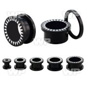 fpab black acrylic flesh tunnel plug w saw tooth pattern
