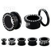 fpac black acrylic flesh tunnel plug w flower pattern