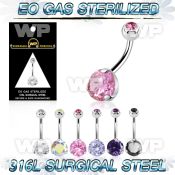 g4ua1gtc4 presterilized steel belly ring 14g cz jewel ball