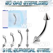 g4uw6u 316l steel micro banana w 3mm cones eyebrow piercing