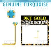 g9scge7 9kt gold nose screw w 2mm prong set turquoise stone