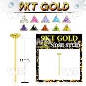 g9yztm1 9kt gold bend it nose stud 22g prong set 3mm triangle cz