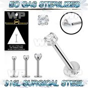 gb46g8u presterilized steel labret stud 16g cz internal