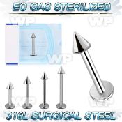 gb46uz 316l steel labret stud 1 2mm 3mm cone lower lip piercing