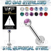 gb46z 316l steel labret stud 1 2mm 3mm press fit jewel ball lower lip piercing