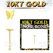 gibbt2 10kt gold nose bone, w plain gold butterfly shaped top