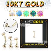 gibno gold eyebrow banana w thread less top w synthetic opal