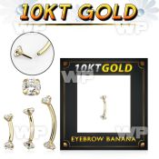 gibnz 10k gold eyebrow banana w thread less top w cz stones