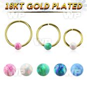 gpselo20 18k gold plated silver seamless ring 20g 3mm opal ball