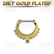 gsepm14 gold plated silver septum clicker, 14g w small balls