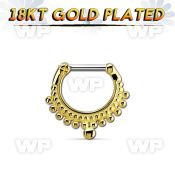 gsepm16 gold plated silver septum clicker, 16g w small balls
