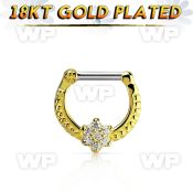 gsepr14 gold plated silver septum clicker, 14g w flower czs